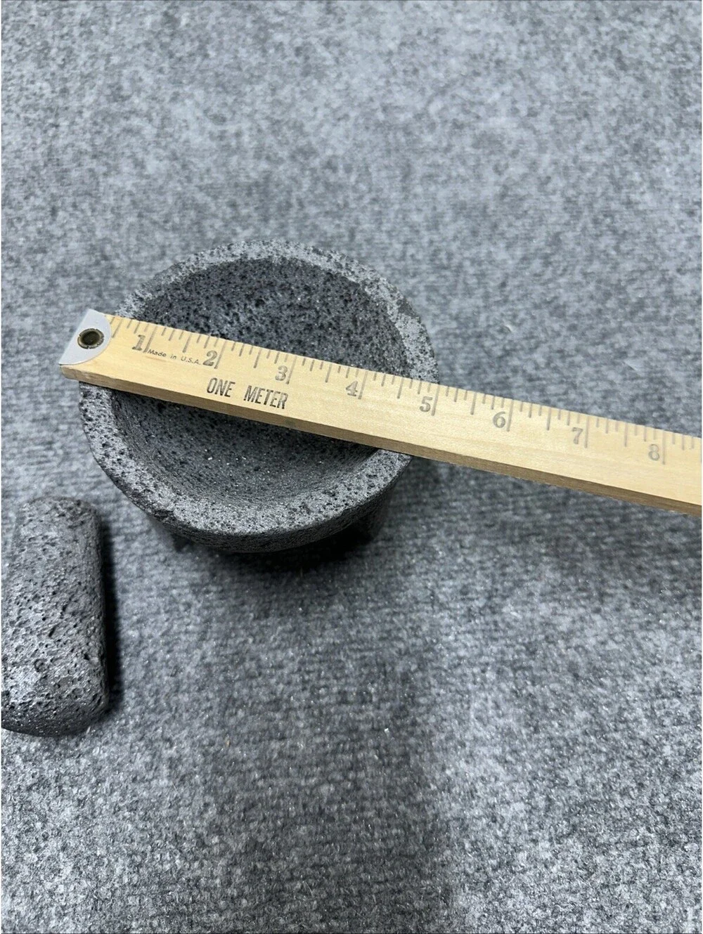 Traditional Gray Three Legged Lava Stone Rock Molcajete Mortar And Pestle Set